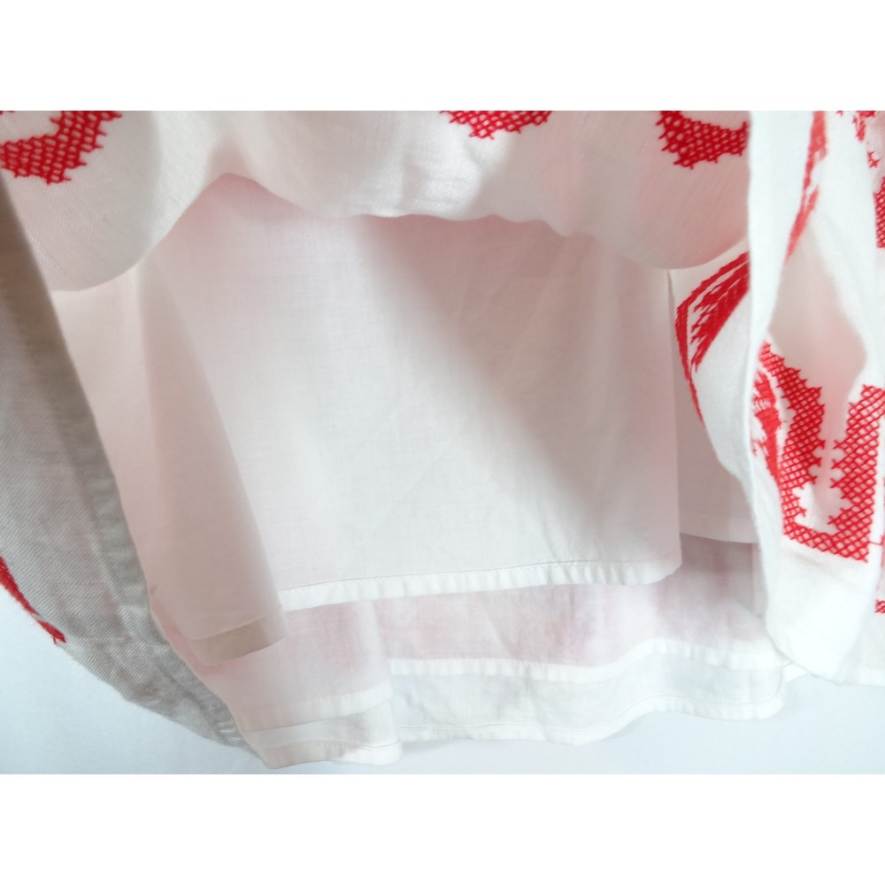 Milly Embroidered Linen Top Womens Small White Red Boho Folk Cami Festival - Picture 7 of 9
